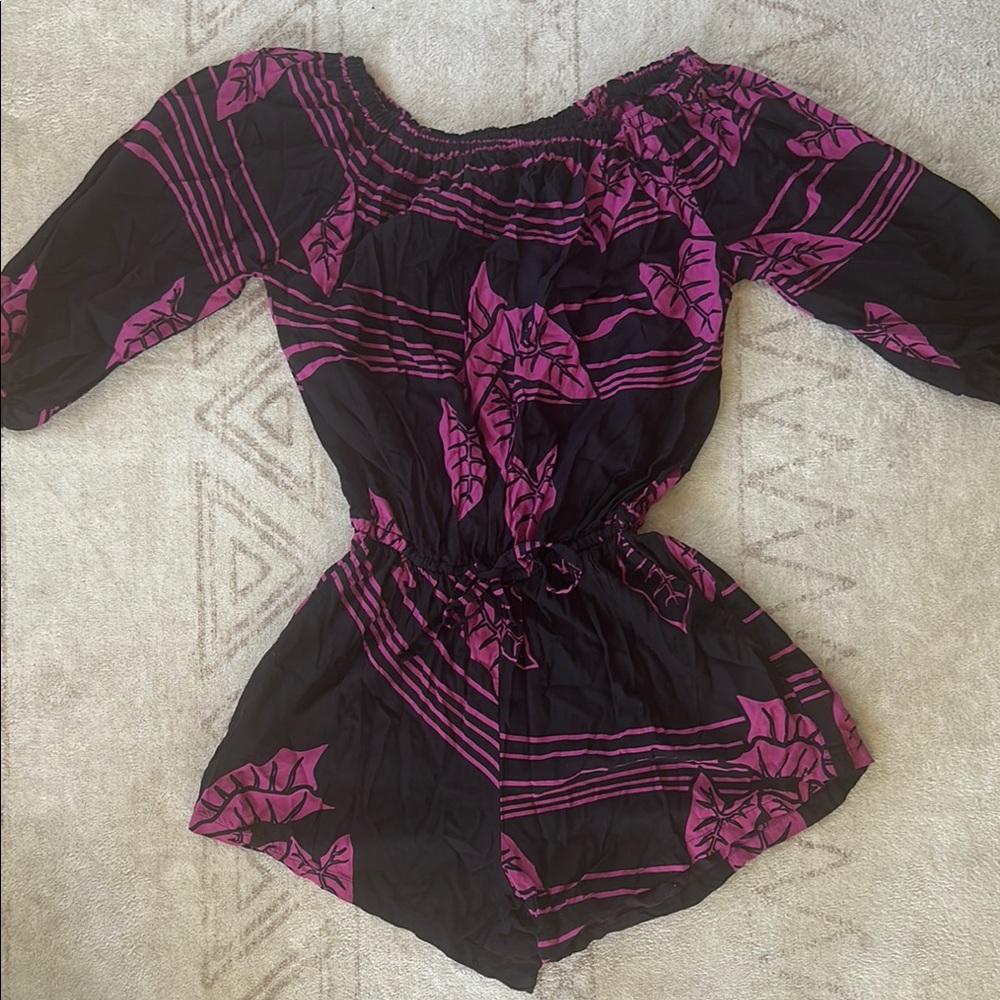 Wahine Toa Designs - Black and Pink Off-Shoulder Romper